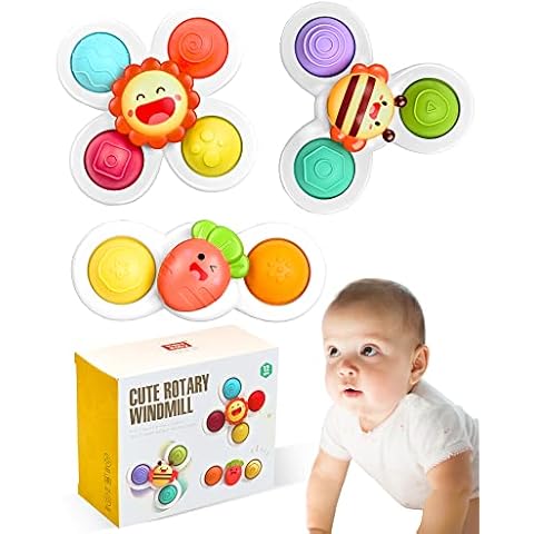 Suction Cup Spinner Toys 3 Pcs Suction Spinner Toys for Toddler Baby Bath Spinner Toy for Kids Release Stress and Anxiety Sensory Spinning Toys for Babies over 6 Months for Early Education Cover