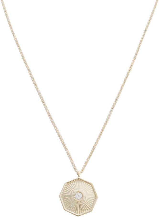 Honeycat Sunbeam Octagon Crystal Pendant Necklace in Gold, Rose Gold, or Silver | Minimalist, Delicate Jewelry