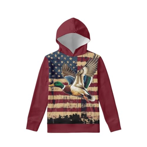 Image of WELLFLYHOM Boys Hooded Sweatshirts Hoodie Pullover Cool Graphic Crewneck Blouses Size 6-16
