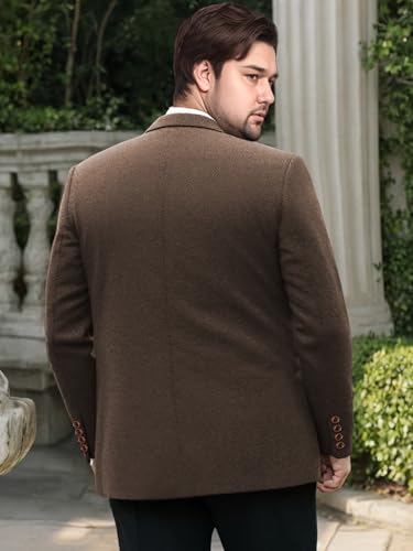 Men's Herringbone Blazer Plus Size Vintage Tweed Wool Blend Notch Lapel 2 Buttons Sport Coat Suit Jacket3