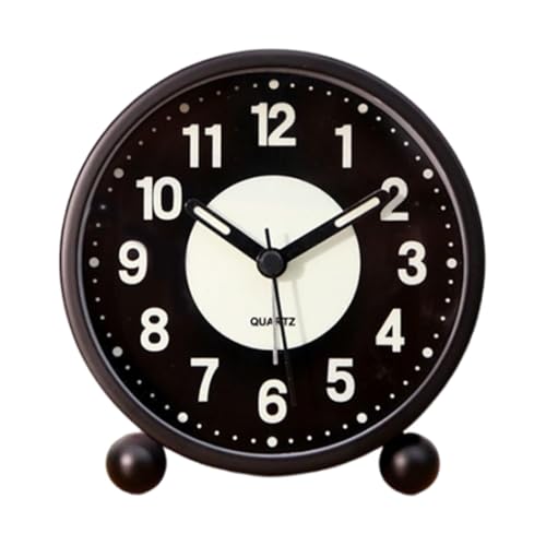 Vibhgtf - Despertador silencioso con campana de alarma con esfera retro, despertador de campana negra | Reloj despertador de noche simple y moderno, con doble campana sin tic-tac, para dormitorio