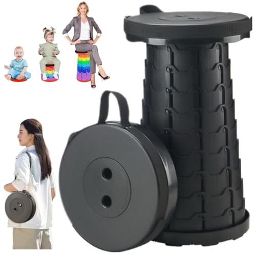 折りたたみ椅子 軽量 伸縮式 おりたたみいす アウトドアチェア 折り畳み式 キャンプ椅子 キャンプスツール 軽量 防水 持ち手付き 持ち運び釣り 観戦 花火大会 屋内 屋外用 高さ調整7-45cm 耐荷重250kg (ブラック)