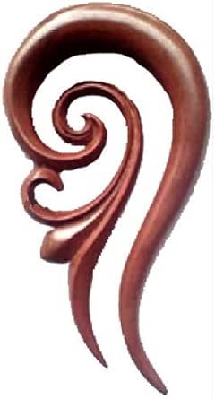 Tribal Horn Piercing Expander - Feder Spirale Büffelhorn Schwarz Plug