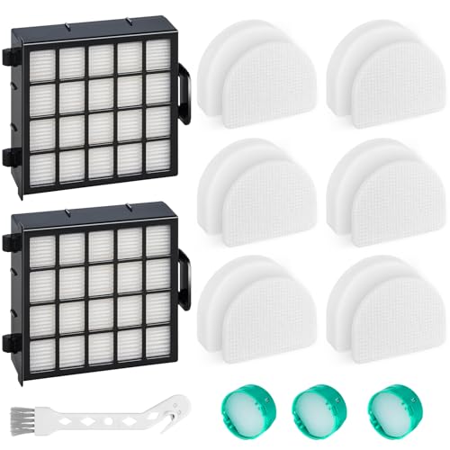 Image of Leemone AZ4002 Replacement Accessories for Shark AZ4000 AZ4000C AZ4002 AZ4002W POWERDETECT Upright Vacuum Cleaner, 2 Filters, 6 Foam & Felt Filters, 3 Odor Neutralizer Cartridges, 1 Brush, 18 Pack