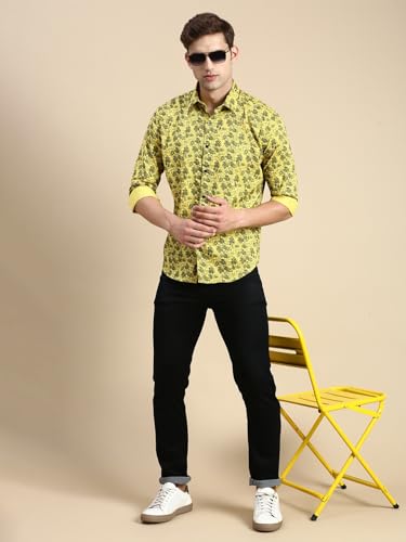 Image of SHOWOFFFF Men Printed Casual Shirt | Spread Collar Full Sleeves Cotton Shirt for Mens | Slim Fit Regular Length Shirt for Men's