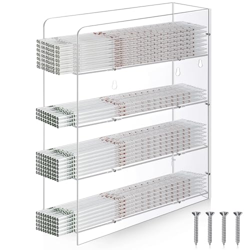 Geelin 1 Pcs Acrylic Pipette Rack with 4 Compartment Counter Top Wall Mounted Pipette Holder Universal Lab Organizer Stand for Laboratory Office Home Storage Display, 15 x 11.8 x 4 Inch (Clear)