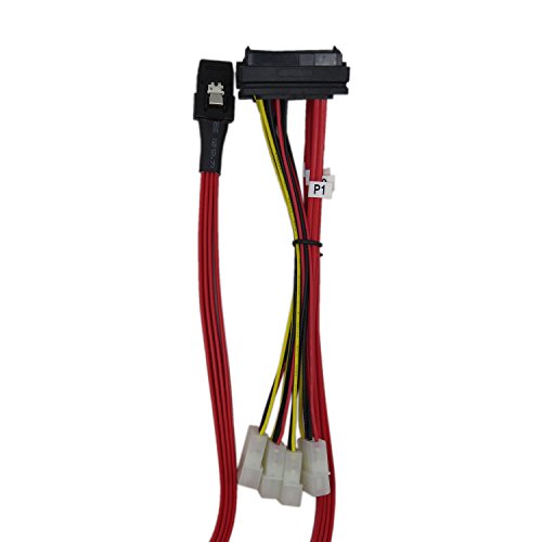 Cabledeconn H0408 100Cm Internal Mini Sas 36-Pin Sff-8087 Male To Sff8482 Sas 29-Pin Female With 4-Pin Power Fanout Red Cable #TOP3