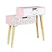 HOME DECO KIDS Comodino Liberty per Bambini, Decorazione per Camera da Letto, Mobile, Pino, Legno-Rosa-Bianco-Nero-Verde, 55.00 x 22.00 x 50.08