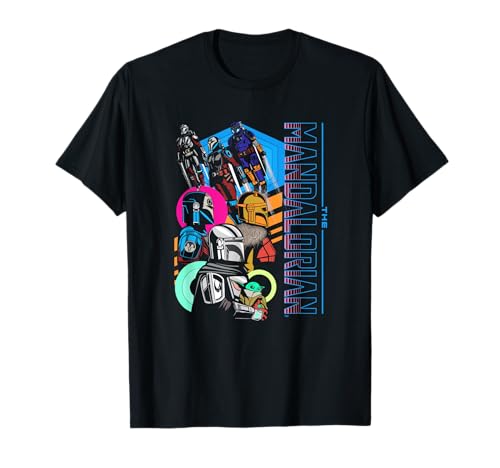 T-shirt Mandalorian Star Wars pop coloré au style vintage et rétro pour adulte