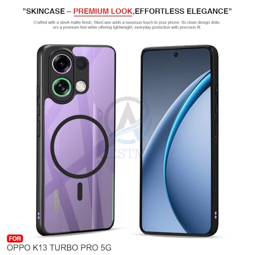 Image of AESTMO Oppo K13 Turbo /Turbo Pro 5G 5G Back Cover | 360 Protection | Crystal Clear Hard Back Transparent | Compatible with MagSafe Accessories (PC+TPU, Black Bumper)