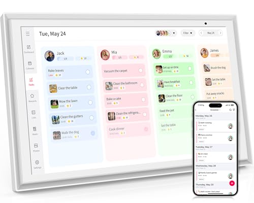 15.6 Inch Digital Calendar - Routines, Meal Planner, Task Scheduling. Reward Tracker, to Do List, HD Smart Touchscreen Interactive Electronic Calender - Wifi Home Planner Built-in Digital Photo Frame Function