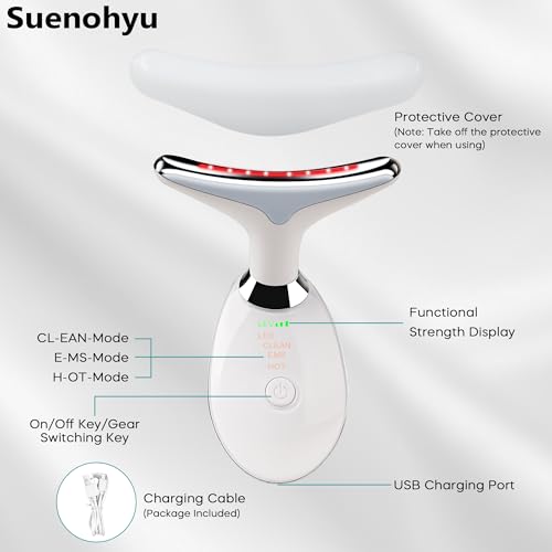 Red Light Therapy for Face, 7 Color LED Facial Light Therapy Wand for Skin Care at Home Blue Light Therapy Face Massager Tool for Neck (White) - Image 4