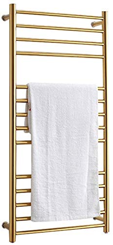Calentador de Toallas eléctrico de 14 Barras, toallero Dorado de Acero Inoxidable 304 con Interruptor Impermeable para baño.