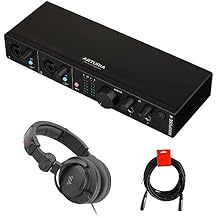 Arturia MiniFuse 4 Portable 4x4 USB Audio/MIDI Interface Black Bundle with Polsen HPC-A30-MK2 Studio Monitor Headphones and 20" XLR-XLR Cable