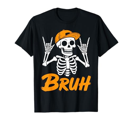 Cool Bruh Skeleton Rock On Funny Halloween for Men Boys Kids T-Shirt