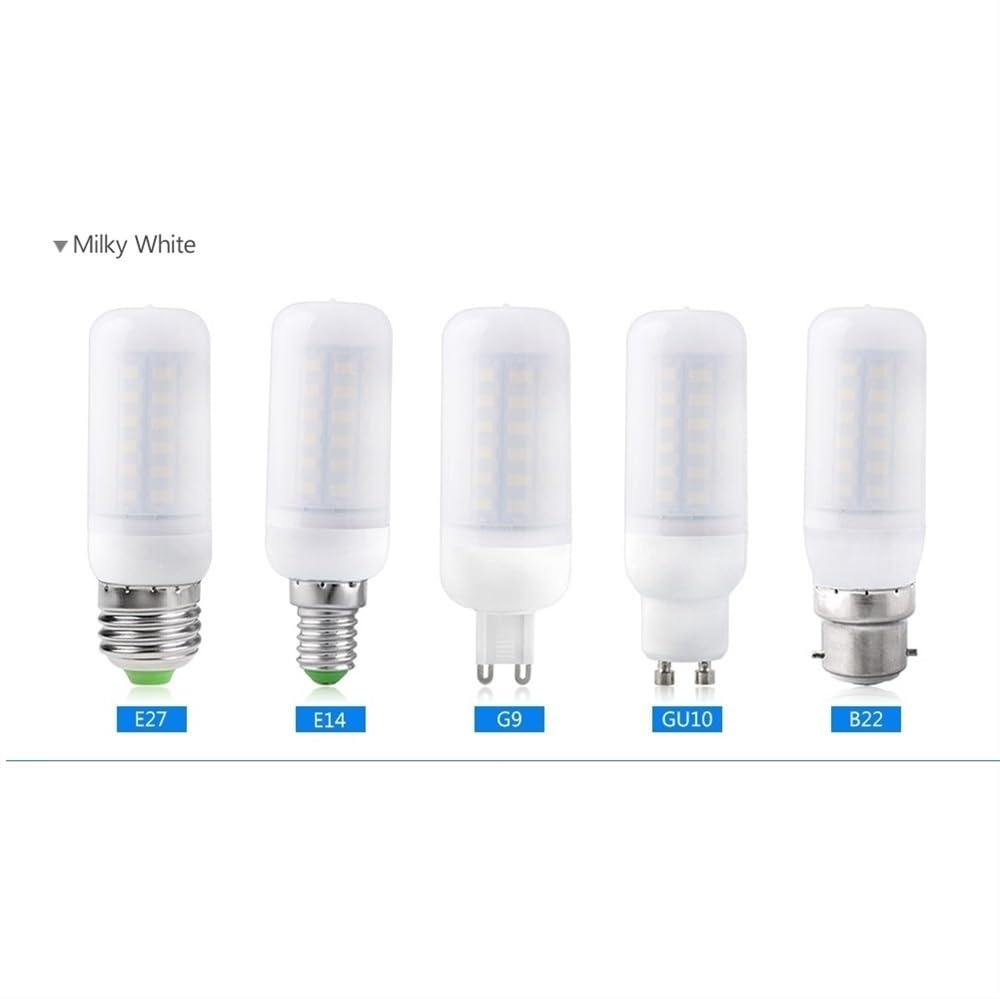 HHF Illuminazione domestica, Confezione da 50, Lampadina LED a Mais AC220V 5730SMD E27/E14/B22/GU10/G9 Lampada da Casa con Copertura Bianco Latte(E14 Cold White,3W 24LED)