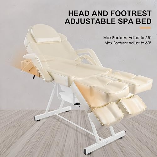 Artist Hand Massage Table Facial Bed Massage Bed Lash Bed For Eyelash Extensions Salon Chair With Tray,Split Footrests(White) #TOP3