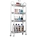 Carrello Cucina Bagno Carrellino Salvaspazio Bianca Carrello di Stoccaggio Su Ruote Con Ruote, Scaffale Stretto a 4 Ripiani per Cucine Bagni Lavanderia, 15 cm di Larghezza Organizer Rack Carrelli con