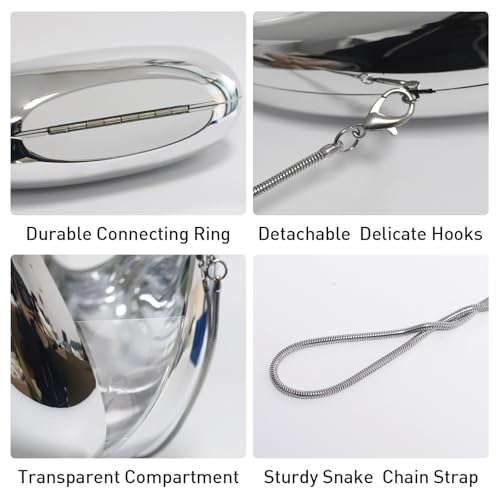 Image of Acrylic Evening Handbags for Women Unique Moon Shape Clutch Purse Top-handle Hobo Bag for Wedding Party Cocktail