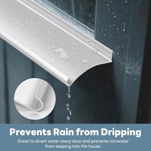 Orechic Robuster Aluminium-Tür-Regentropfschutz, 10,2 cm, extra breit und verdickt, für Fenstertüren, Größe 101,6 cm lang, 10,2 cm breit, 2,3 cm hoch (Silber)