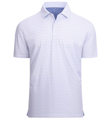 Alex Vando Mens Golf Shirt Moisture Wicking Classic Print Golf Shirts for Men