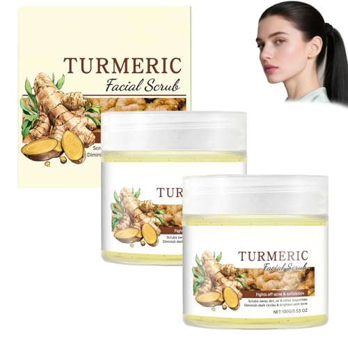 Turmeric Exfoliating Facial Scrub with Vitamin C for Brightening & Long - Lasting Moisturizing, Gentle Skin Exfoliator To Mejora Textura & Boost Absortion, ideal para todos los tipos de piel, 100 g (2