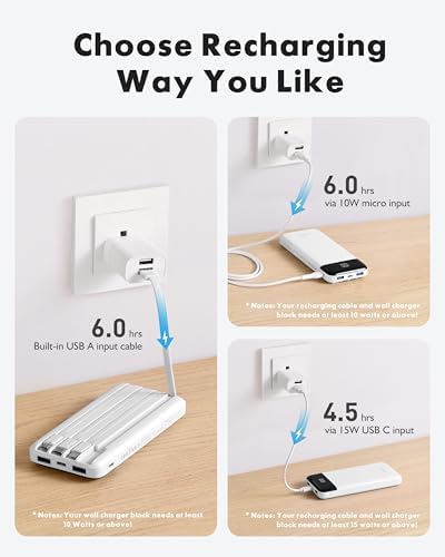 charmast Power Bank Portable Charger with Reinforced Built-in 4 Cables - 3