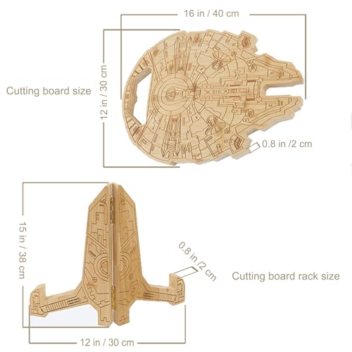 Tabla de cortar Ninefish Millennium Falcon de bambú miniatura 3