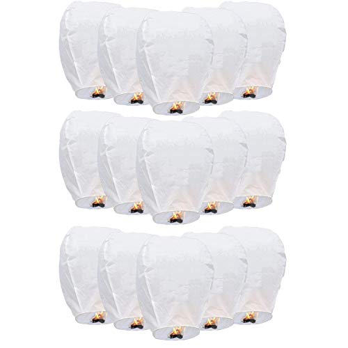 Chinese Lanterns, Sky Lanterns 100% Biodegradable, Eco-Friendly Paper Lanterns for Party, Birthday, Weddings, Celebrations, Memorial Ceremonies & Festivals (15-Pack)