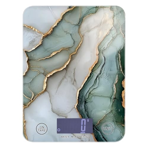 Bilancia in marmo verde salvia conteggio calorie piccola bilancia per alimenti per cucina 5 kg/5 g, facile da pulire, bilancia peso con 4 unità per preparazione dei pasti Cottura pesa para alimentos