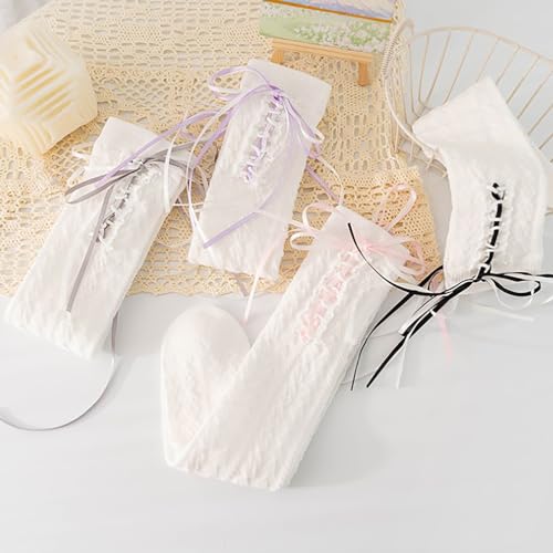 Bows Tie On Knee High Socks Kids Cotton Calf Socks Sweet Long Boot Stockings Loose Princesses Gifts Kids Cotton Calf3