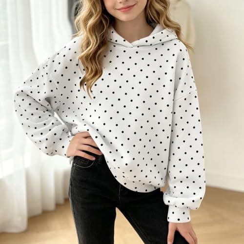 Kiavfrkp Hoodies for Teen Girls Cute Polka Dots Pullover Hooded Sweatshirt - image 5