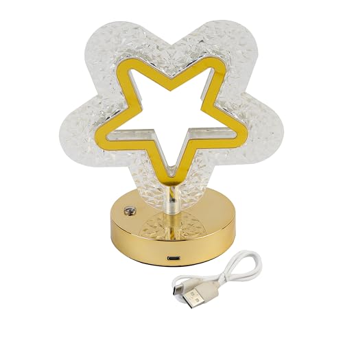 Image of Lexton Star Crystal Night Lamp | 3 Level Brightness | Soft Glow LED Table Light for Home, Bedroom & Living Room | USB Rechargeable | Great for Gifting & Decoration (Pack of 1)