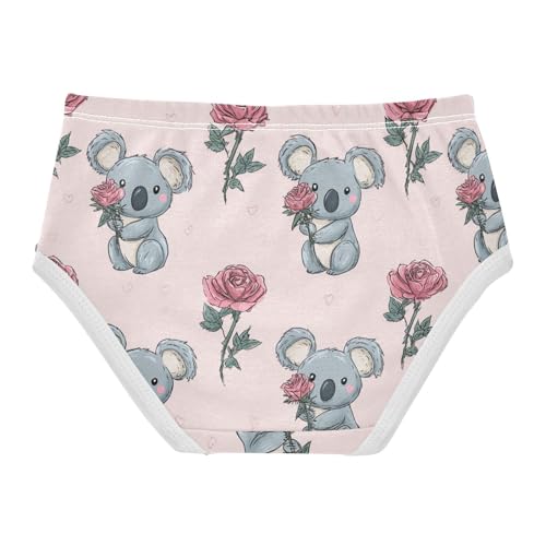 Wusikd Cute Koala Bear Girls' Underwear Cotton Pink Rose Girls Briefs Soft Toddler Underwear 2T2