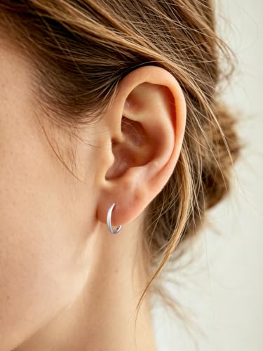 Image of Silvora 14K Gold Plated Huggie Hoop Earrings for Women, Small Sterling Silver Hoops, Hypoallergenic Cartilage Earrings for Sensitive Ears 8 /10 /12 /14 /16 /18 /20MM