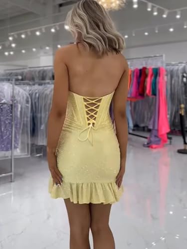 Strapless Tight Beaded Homecoming Dresses 2025 Ruffle Short Sweetheart Cocktail Party Dresses2