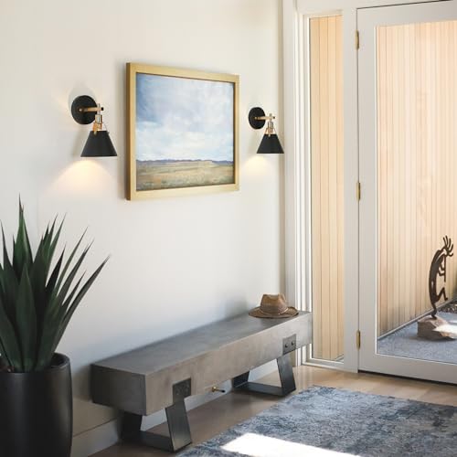 Image of KSANA Black Wall Sconces, Modern Farmhouse Gold Wall Lights for Bedroom, Living Room, Hallway