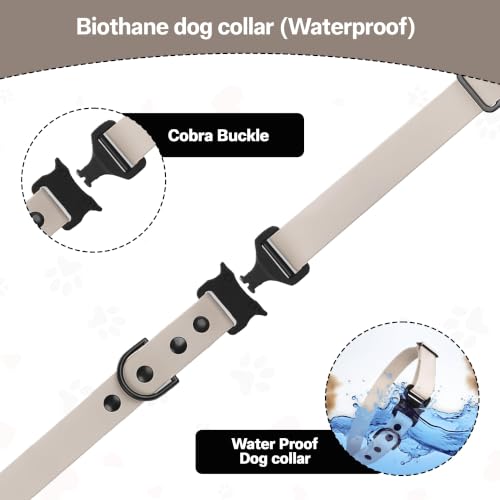 Image of Adil's Biothane Waterproof Dog Collar, Dog Leash & Collar Leash Combo | Heavy Duty TPU Coated Webbing | Adjustable Quick Release Buckle | Odour Resistant (White, L-22, Collar only)