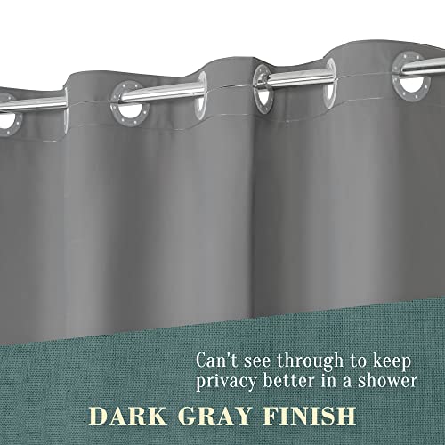 Image of No Hook PEVA Shower Curtain or Liner - 8G Heavy Duty Grey Bathroom Shower Curtain No Hooks Required, Waterproof Plastic & PVC Free, Standard Size 71 x 74, Dark Gray