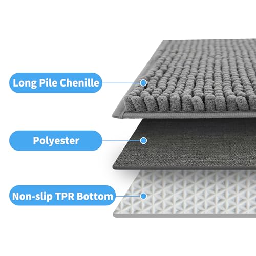 Cupic Cupid Chenille Bath Mat Sets of 2, Non Slip Bathroom Rugs, Grey - image 7