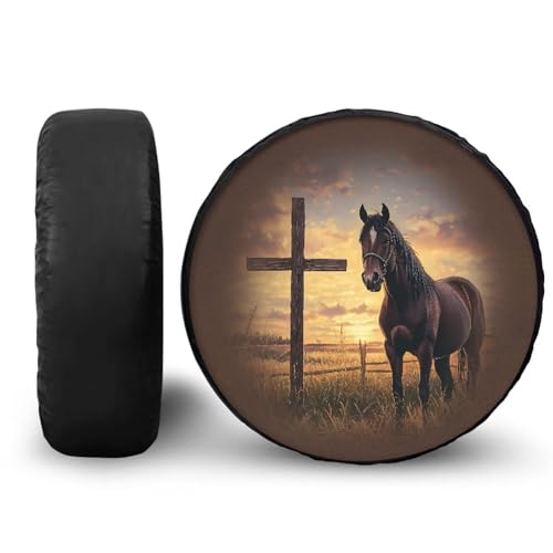Image of Pensura Cross Horse Tire Cover Car Accessories Wheel Covers Weatherproof Easy Installation for Jeep Wrangler Rv SUV Truck Travel Trailer