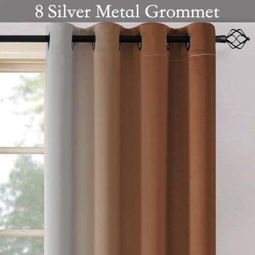 Image of SimpleHome Ombre Burnt Orange to Grey White Curtains for Living Room 52x96L | Room Darkening Curtains for Bedroom,Gradient Light Blocking Curtain,Thermal Insulated Grommet Window Drapes,2 Panels,96 Inch