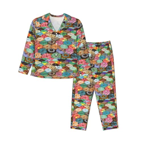 Pyjama femme manches longues respirant et vêtement de nuit élastique extensible