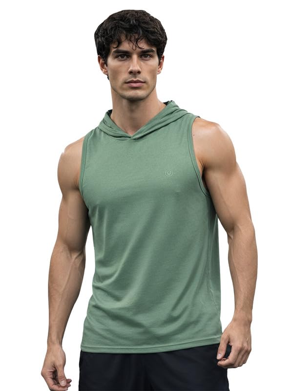Image of CHKOKKO Sleeveless Hooded T Shirts Gym Vest for Men Workout Solid Premium Cotton Blend Tank Top for Man Running Vest Sando Gym Wear Lightweight Breathable Casual Summer Wear Boys