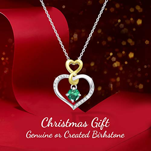 Agvana Valentines Day Gifts For Her May Birthstone Emerald Necklace For Women Sterling Silver Infinity Love Heart Pendant Necklace Fine Jewelry Anniversary Birthday Gifts For Women Girls Wife Daughter Lady #TOP2