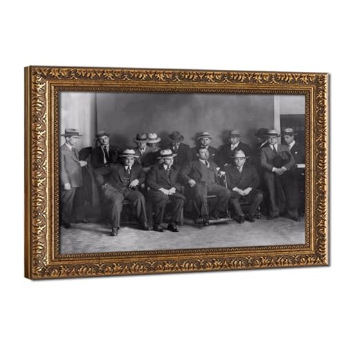 Poster Cleveland 1928 Mafia Commission Meeting tableau sur toile encadré 30x45 cm