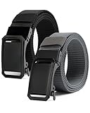 Huglux Cinturones Hombre Ajustable 2Pcs - Cinturón Táctico Nylon,Cinturones Trabajo Sin Agujeros,con Hebilla Automática,Resistente para Trabajo,Montaña,Senderismo y Uso Diario(Negro y Azul Marino)