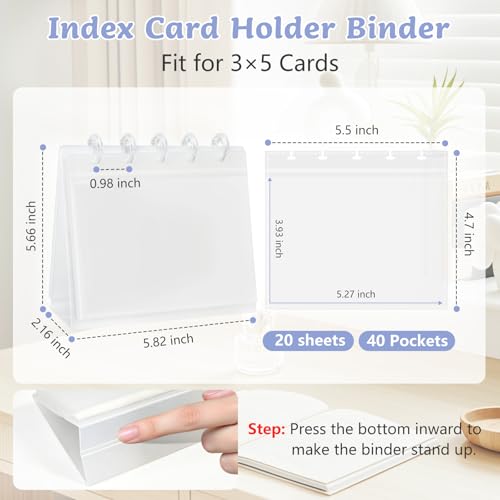 Organizador de tarjetas de índice de 3 x 5 pulgadas cuaderno álbum de fotos postales 3