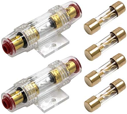Carviya 2 Pcs 4-8 Gauge AWG in-line Waterproof Fuse Holder with Two 100A AGU Type Fuses For Car Audio/Alarm/Amplifier/Compressors (2 Pack)