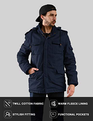 Image of WenVen Men's Winter Thickened Military Parka Jacket Warm Coat
